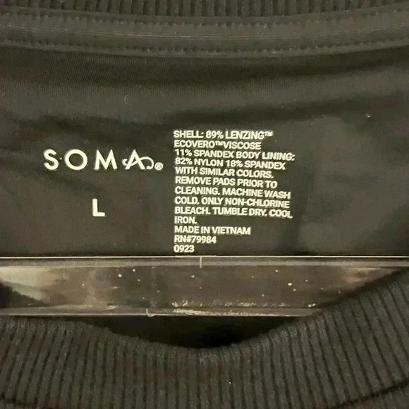 Soma Ribbed Crewneck Bra Tee T-Shirt Black Size Large NWT - Picture 7 of 10